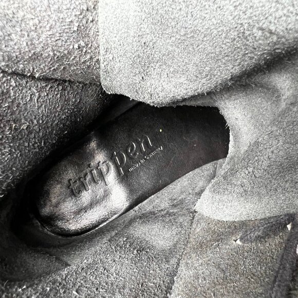 TRIPPEN Lace Up Ankle Black Distressed Leather Boots 39EU- 8.5US - Picture 7 of 9